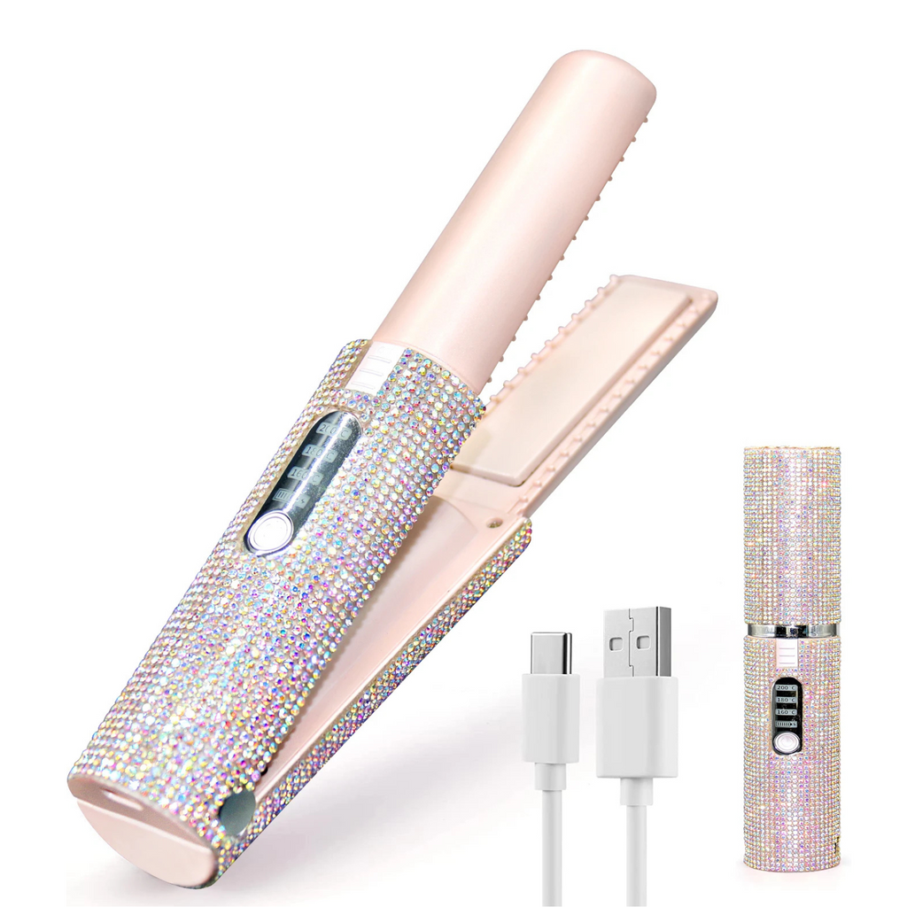 Portable Hair Straightener with rhinestones travel flat iron