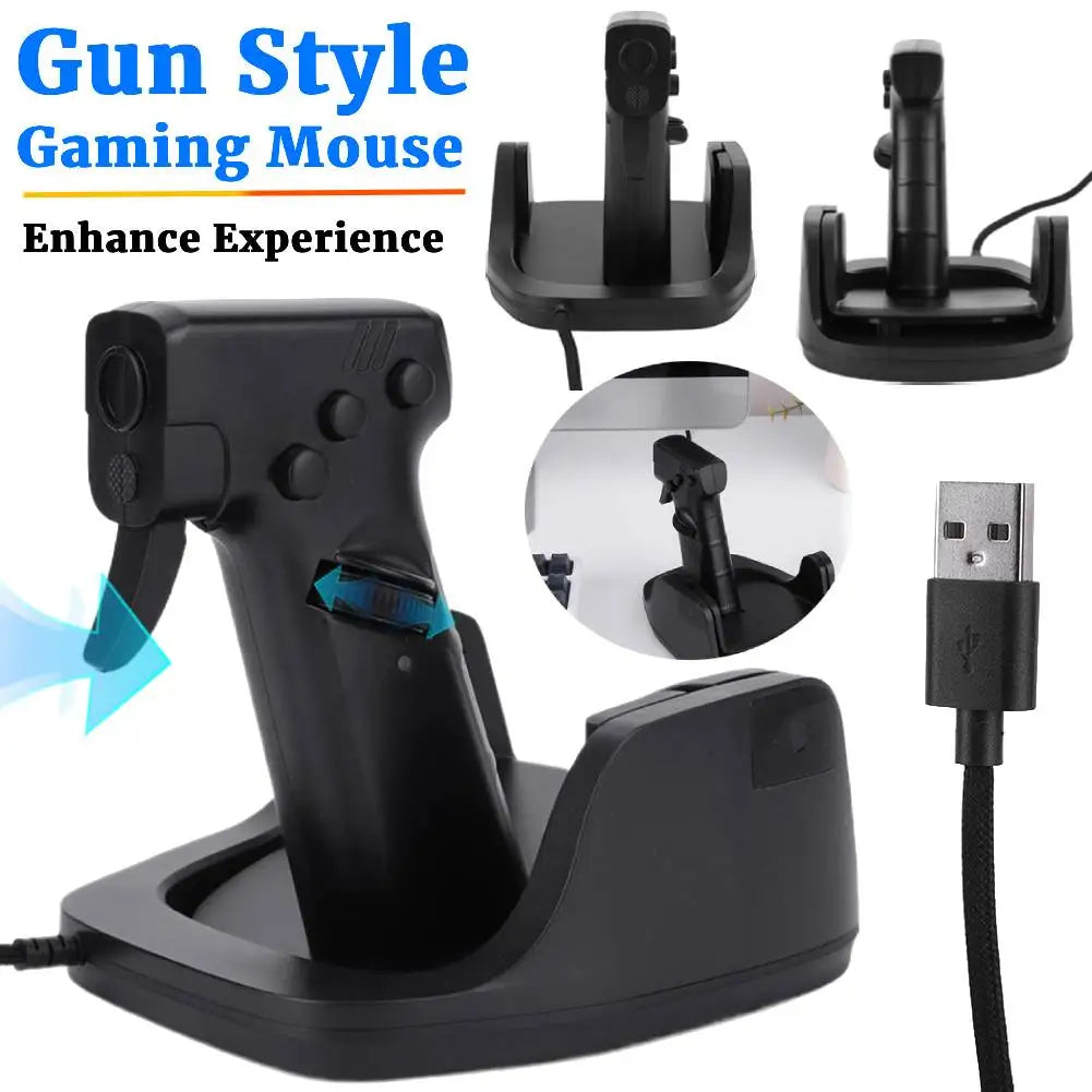 Vertical ergonomic gaming mouse gun grip reduces wrist strain