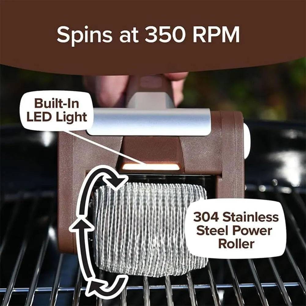 Rechargeable electric grill brush with LED light