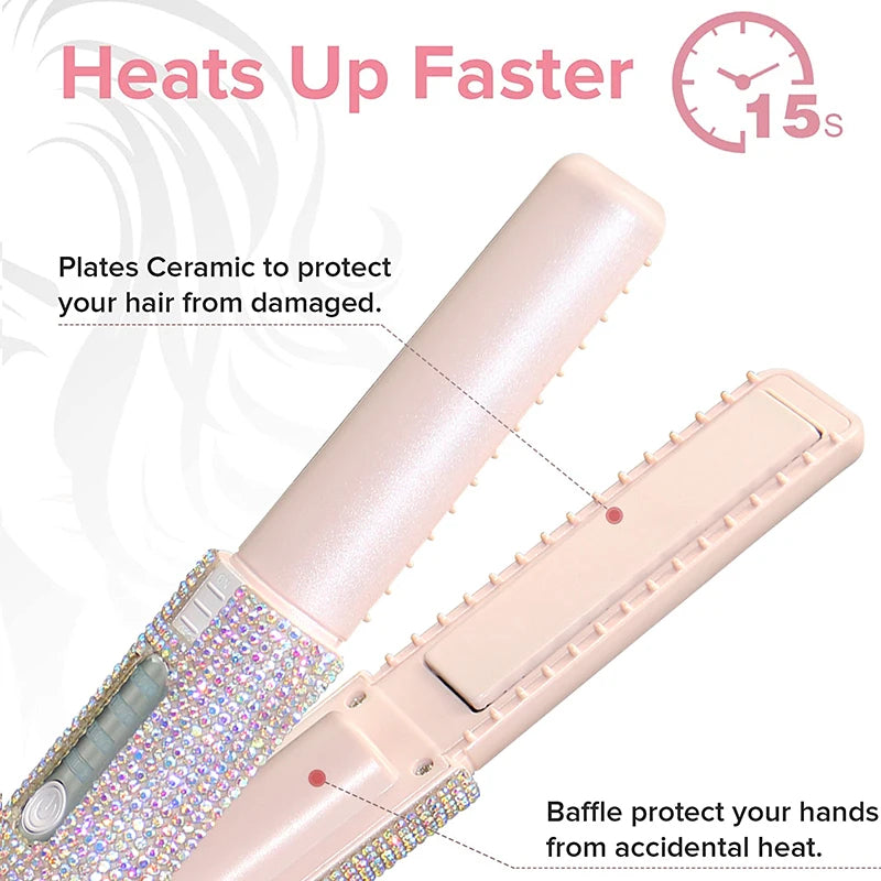 Portable hair straightener quick heat travel beauty tool