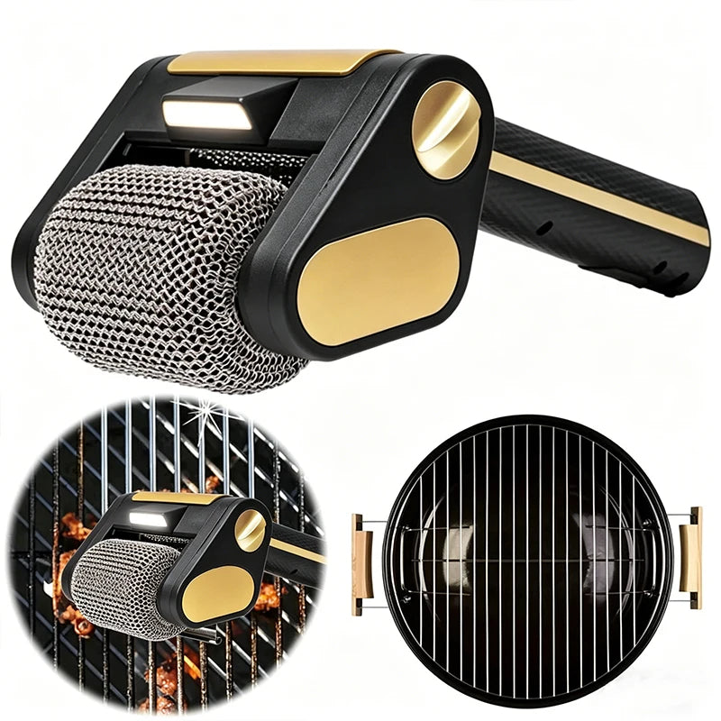 Electric Grill Cleaner Roller in Brown and Black